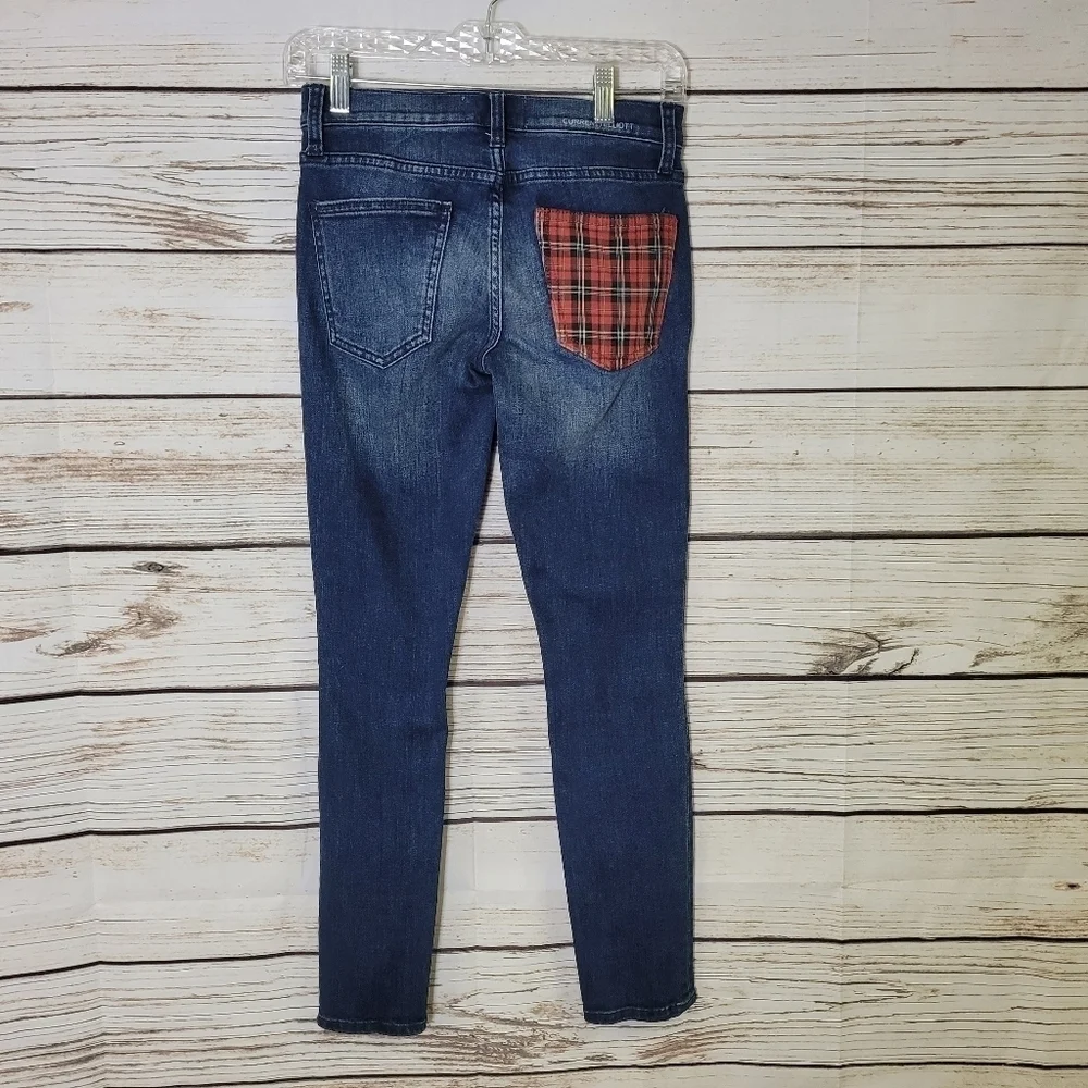 Current/Elliott Stiletto Tartan Plaid Pocket Jeans Size 24